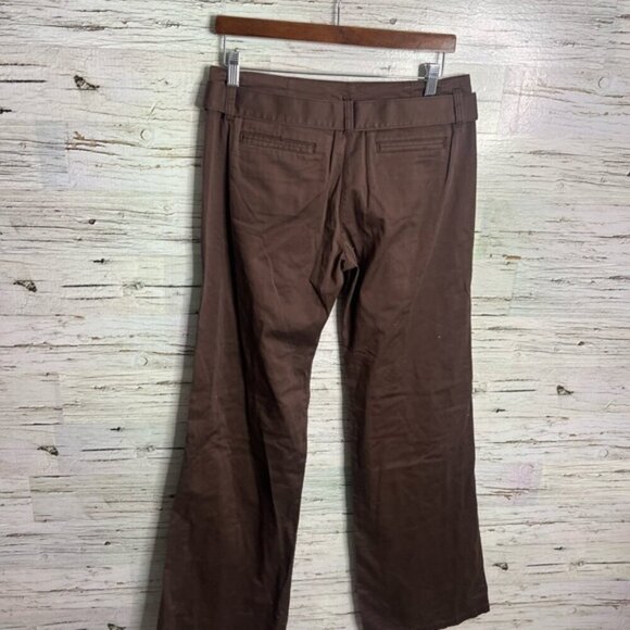 BCBGeneration flare-leg pants brown front pant cotton tie belt NWT size 6 - Picture 8 of 8